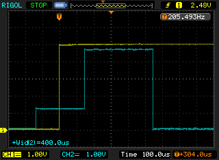  Screenshot of R/W yellow trace and Db7 = BF blue trace 