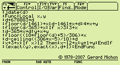  Julian date, as a TI-92 function. 