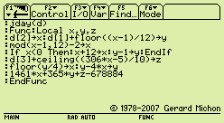  Julian day, as a TI-92 function. 